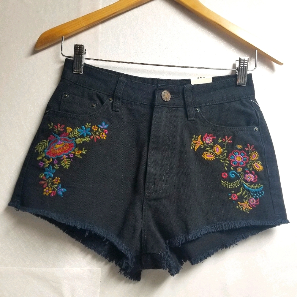 BDG Black Florals High Rise Dree Cheeky Short 26